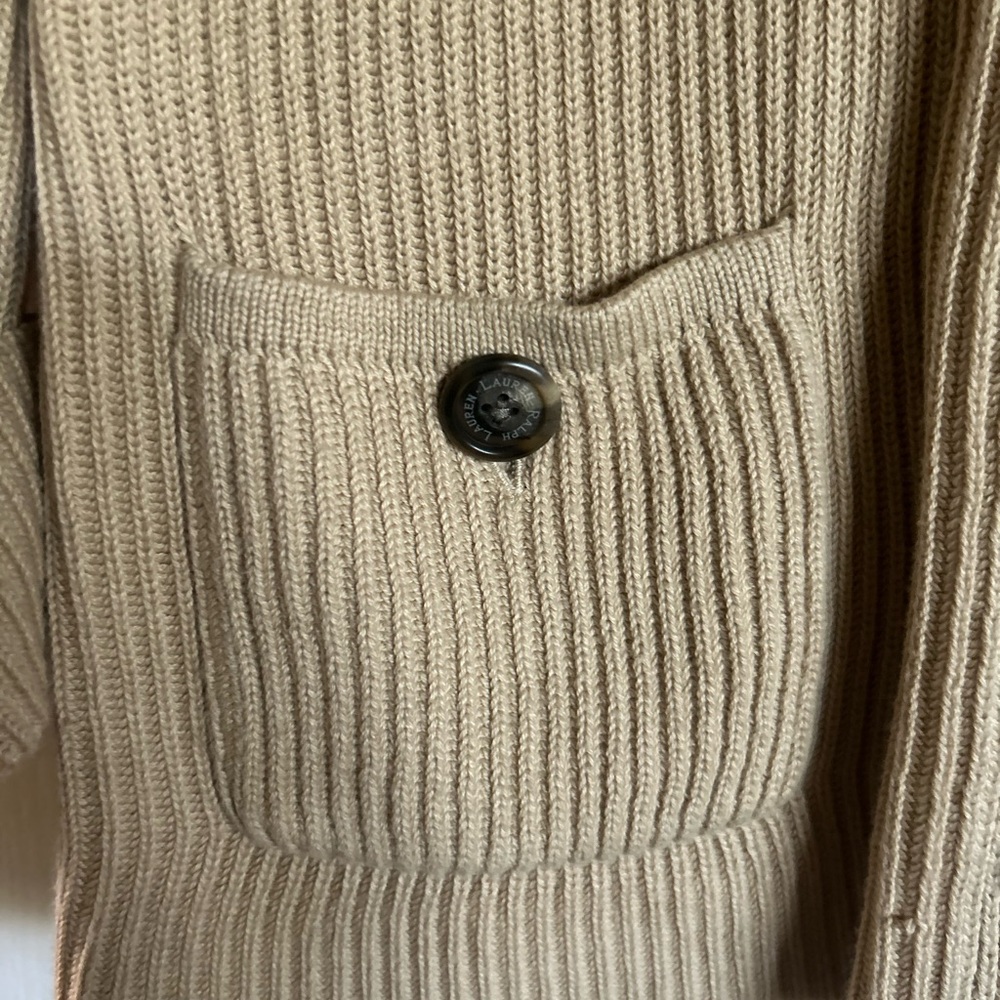 Ralph Lauren heavyweight knit classic tan Grandpa cardigan Large - Picture 4 of 8